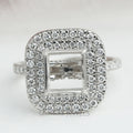 Princess Cut  Double Halo Semi Mount Engagement Ring