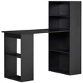 Modern Computer Desk with 4 Cubby Shelves, Writing Table Workstation with Bookshelf, Black