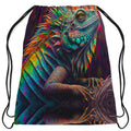 Psychedelic Giant Iguana 2.0 Drawstring Bag