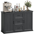 Modern Sideboard Buffet Cabinet with 3 Drawers and 2 Doors, 47" Coffee Bar Cabinet, Black Wood Grain