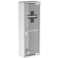 3 Tier Wall Hung Lockable Medicine Cabinet with Stainless Steel Frame & Glass Door, Silver