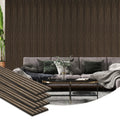 95 x 8 Inch 3D Faux Wood Acoustic Panels, 4-Pack Sound Absorbing and Proof Slat Wall, Walnut