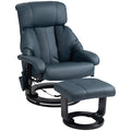 Swivel Massage Recliner Chair with Ottoman Footrest, Blue