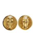 CC Gold Plated Quilted Round Clip On Earrings
