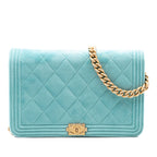 Quilted Velvet Boy Wallet On Chain