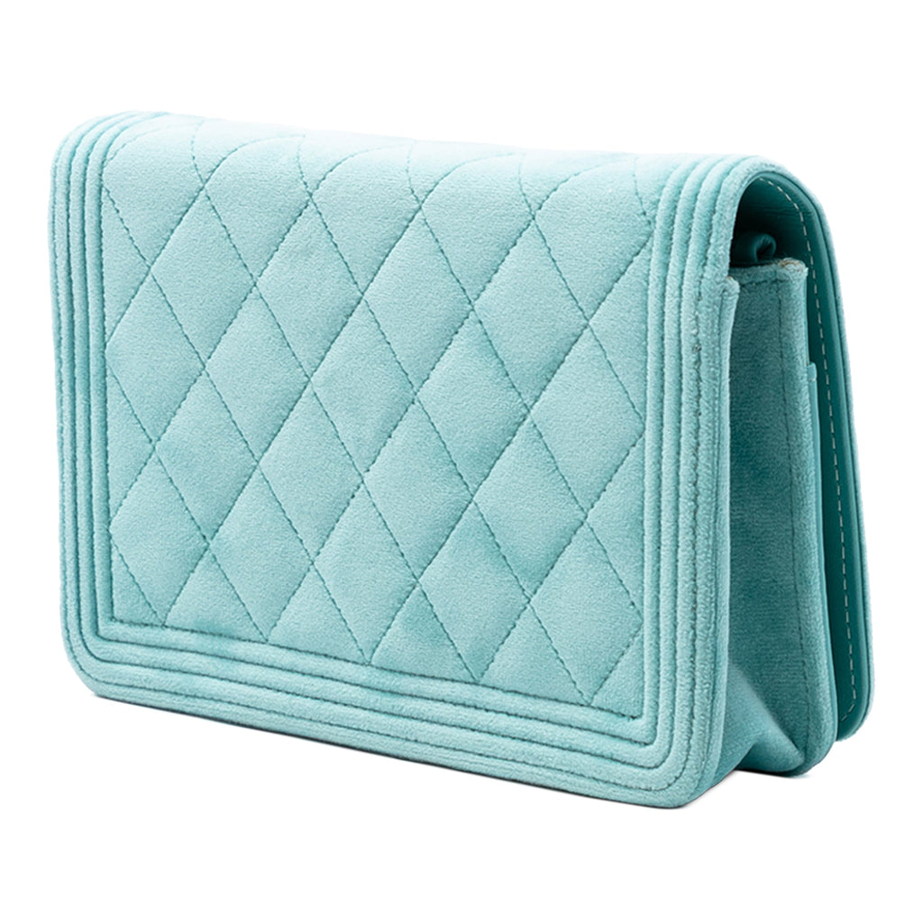 Quilted Velvet Boy Wallet On Chain
