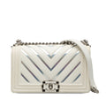 Old Medium Chevron Lambskin and Iridescent PVC Boy Flap