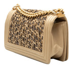Old Medium Braided Metallic Lambskin Boy Flap