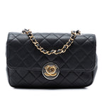 Quilted Lambskin Turn and Lock Flap