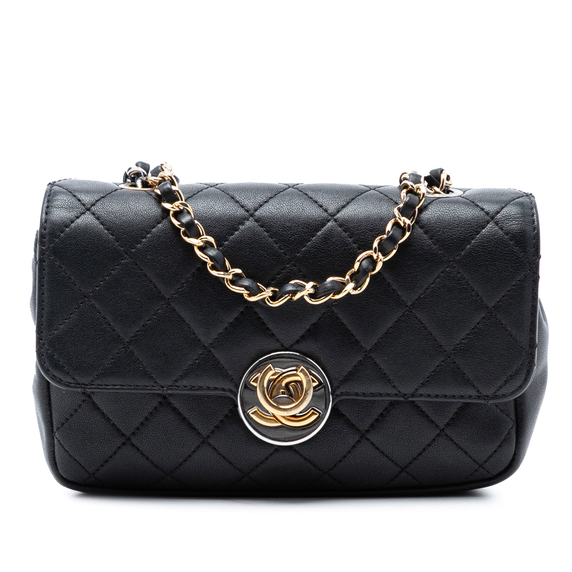 Quilted Lambskin Turn and Lock Flap