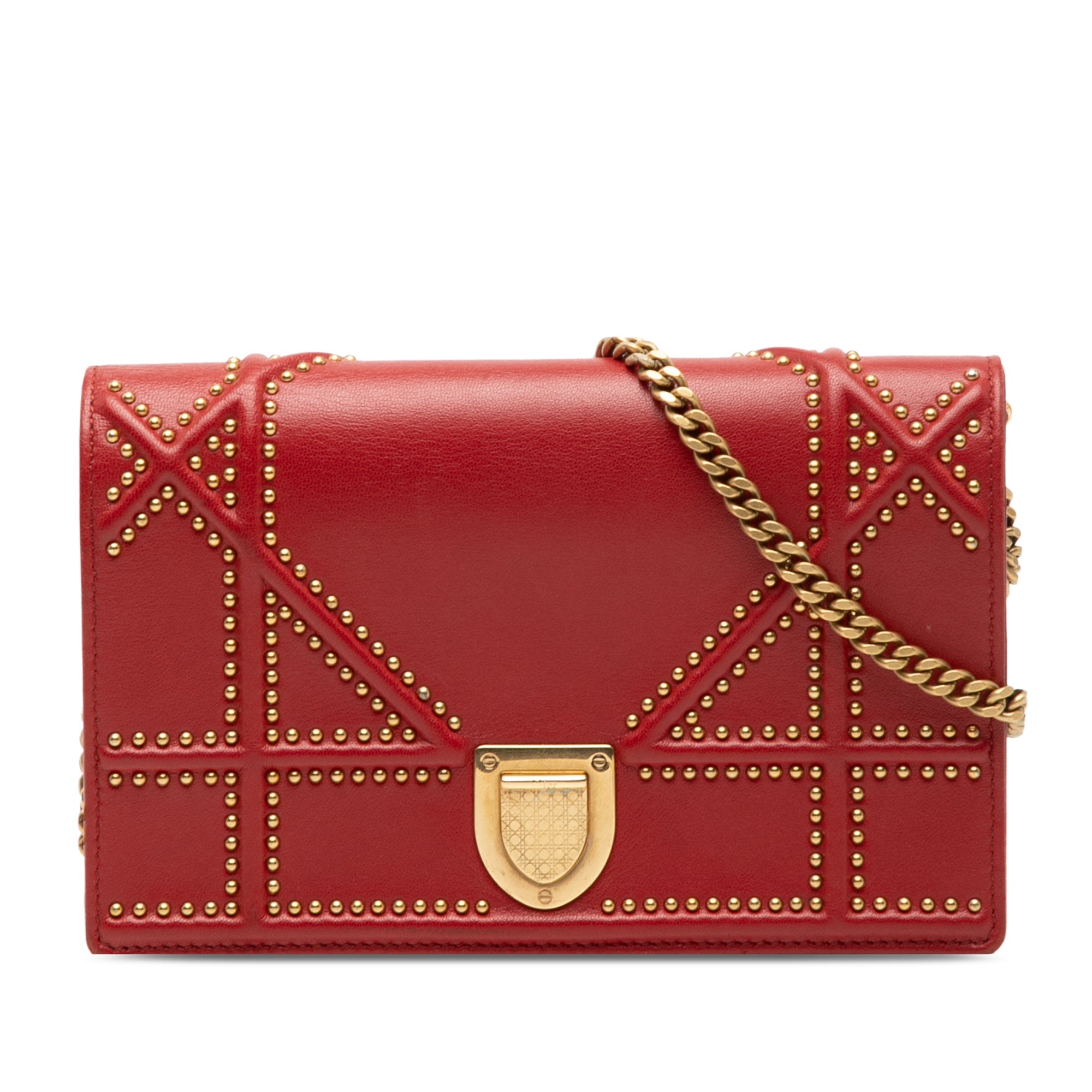 Studded Lambskin Diorama Wallet on Chain