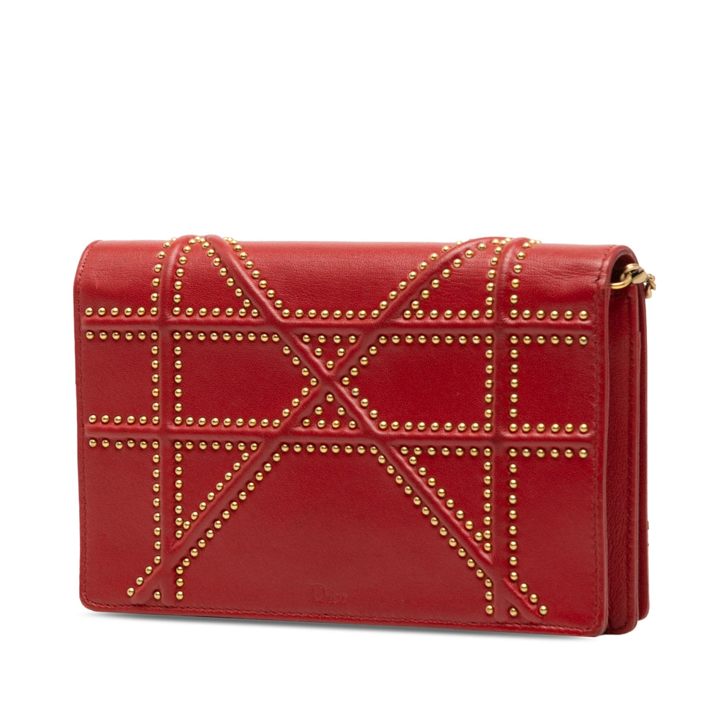 Studded Lambskin Diorama Wallet on Chain