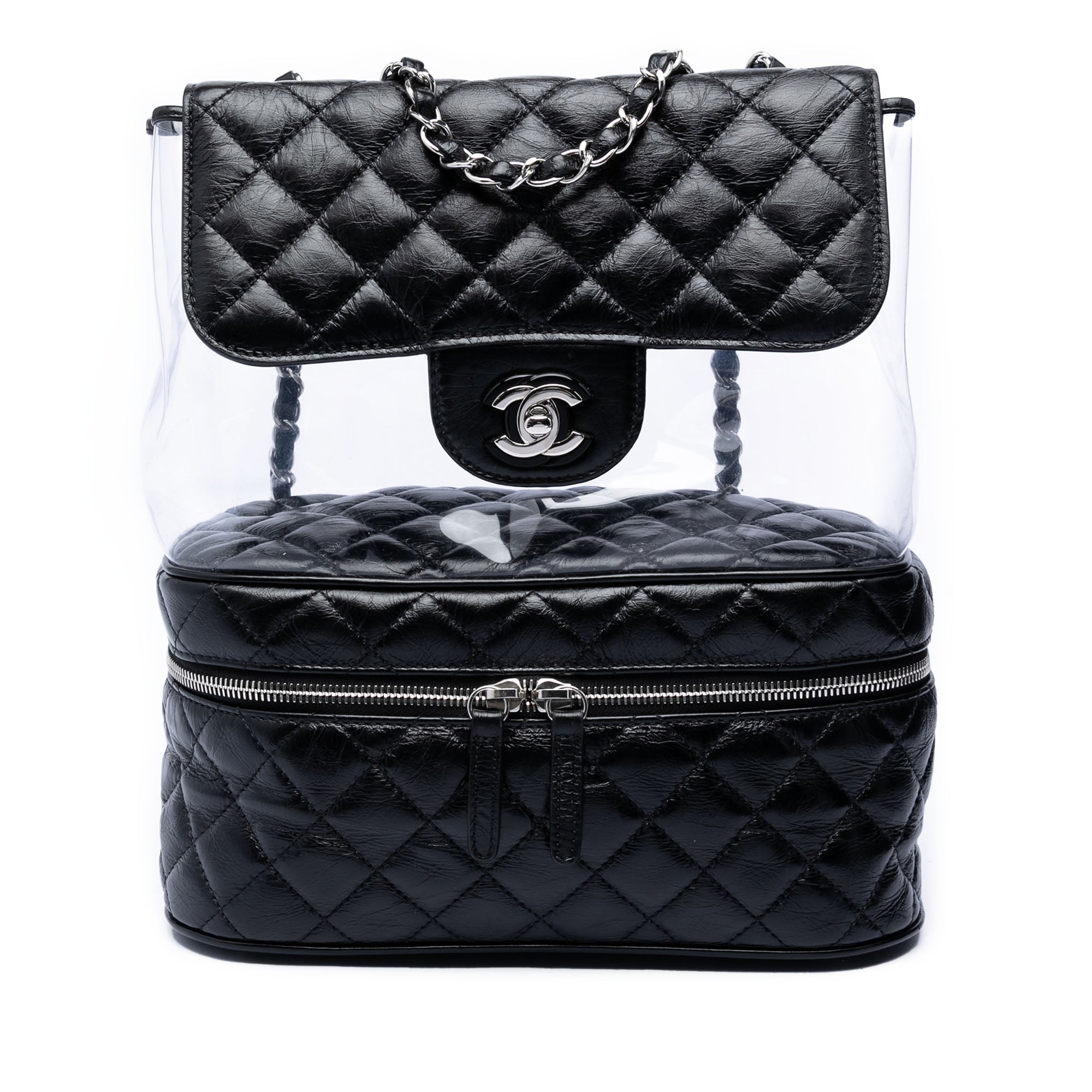 Quilted Lambskin and PVC Aquarium Shoulder Bag