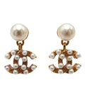 CC Gold Plated Faux Pearl Drop Push Back Earrings