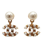 CC Gold Plated Faux Pearl Drop Push Back Earrings