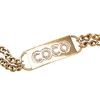 CC Gold Plated Strass Coco Plaque Double Chain Belt