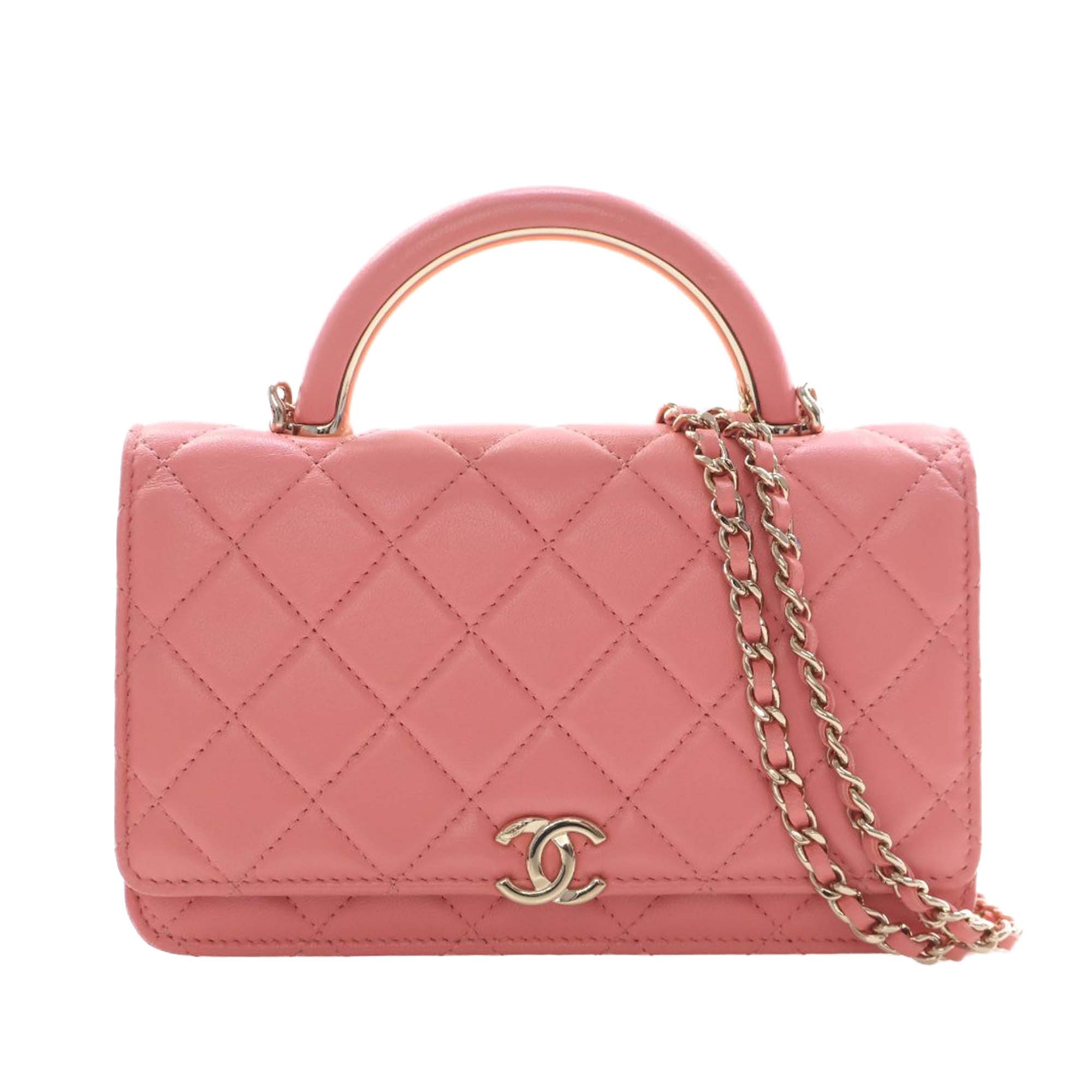 CC Quilted Lambskin Top Handle Flap