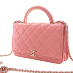 CC Quilted Lambskin Top Handle Flap