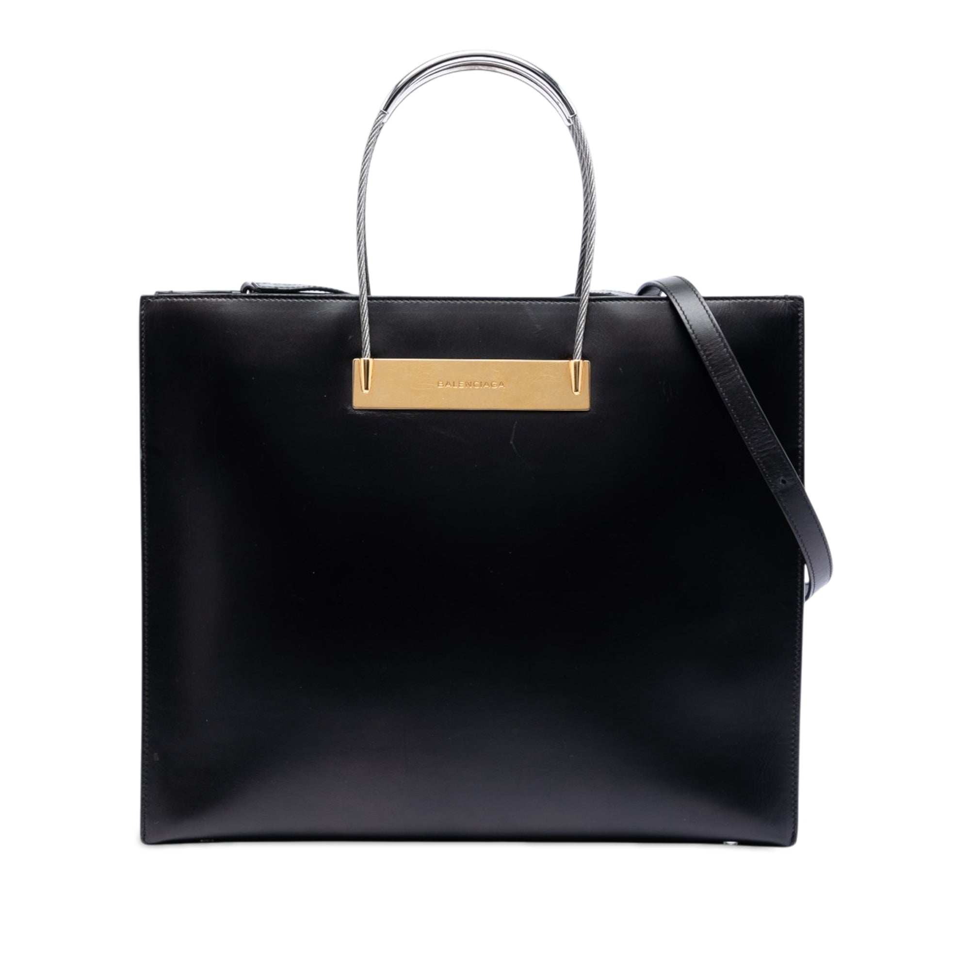 Small Leather Cable Shopper Tote