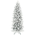 6ft Flocked Christmas Tree with 756 Tips, Realistic Branches, Easy Assembly, Slim Shape