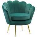 Modern Velvet Accent Chair with Gold Metal Legs & Soft Cushion, Dark Green
