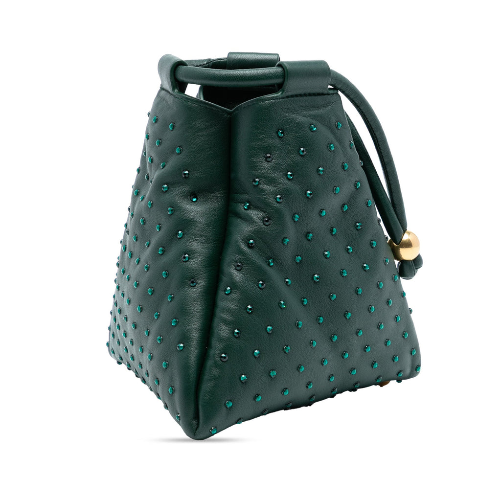 Mini Lambskin Crystal Embellished Triangle Handbag