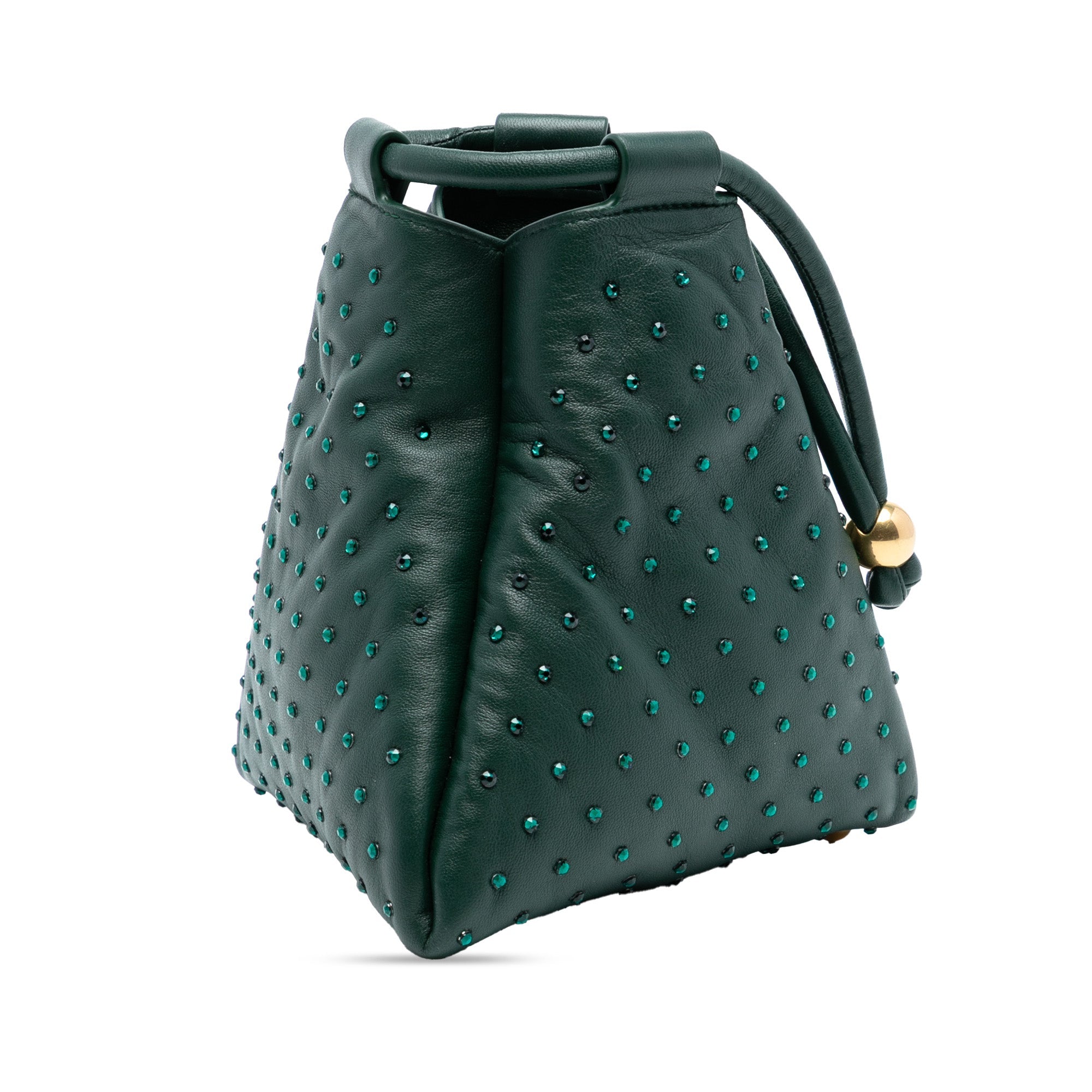 Mini Lambskin Crystal Embellished Triangle Handbag