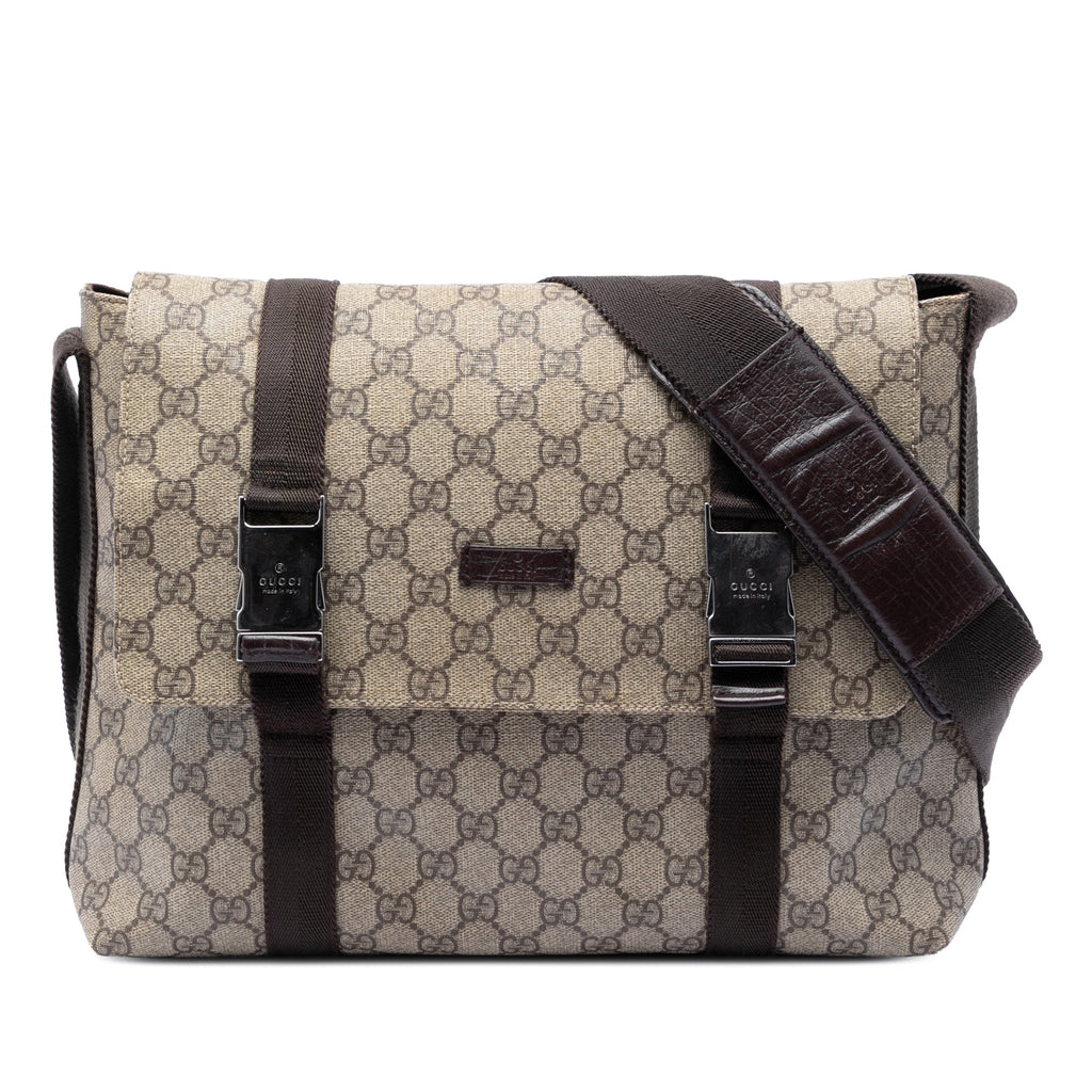Large GG Supreme Double Buckle Flap Messenger Bag
