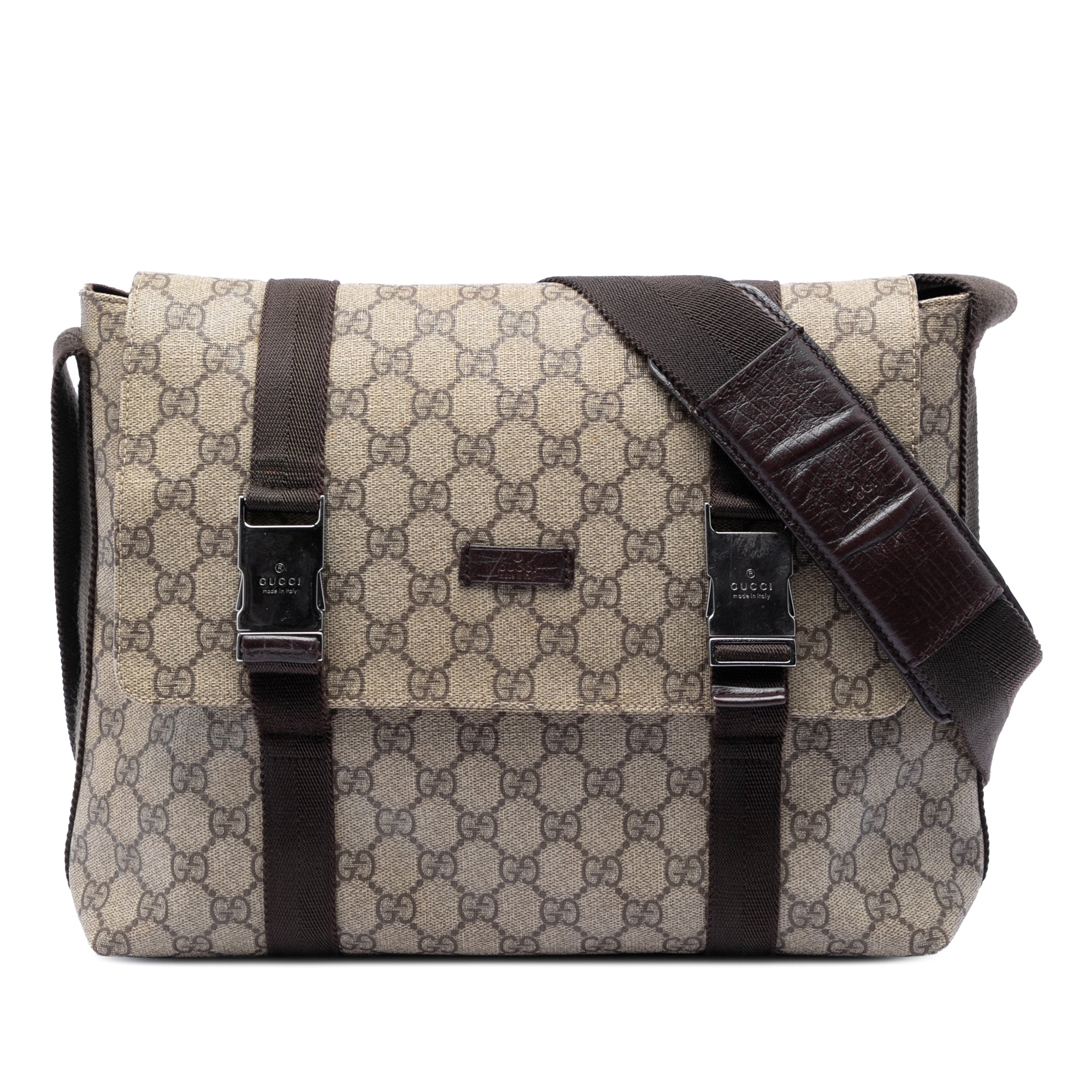 Large GG Supreme Double Buckle Flap Messenger Bag