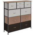 Chest of Drawers, 10 Fabric Drawer Storage Organizer Unit with Steel Frame, Multicolour