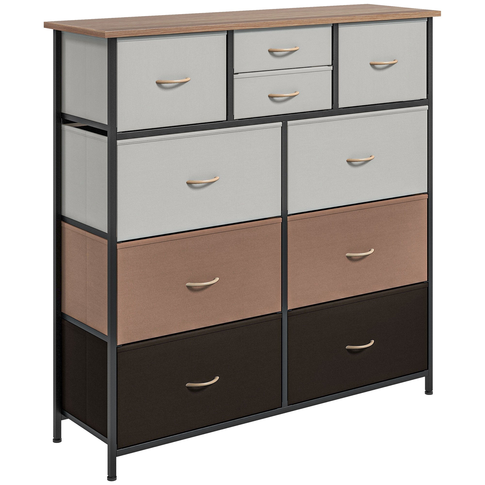 Chest of Drawers, 10 Fabric Drawer Storage Organizer Unit with Steel Frame, Multicolour