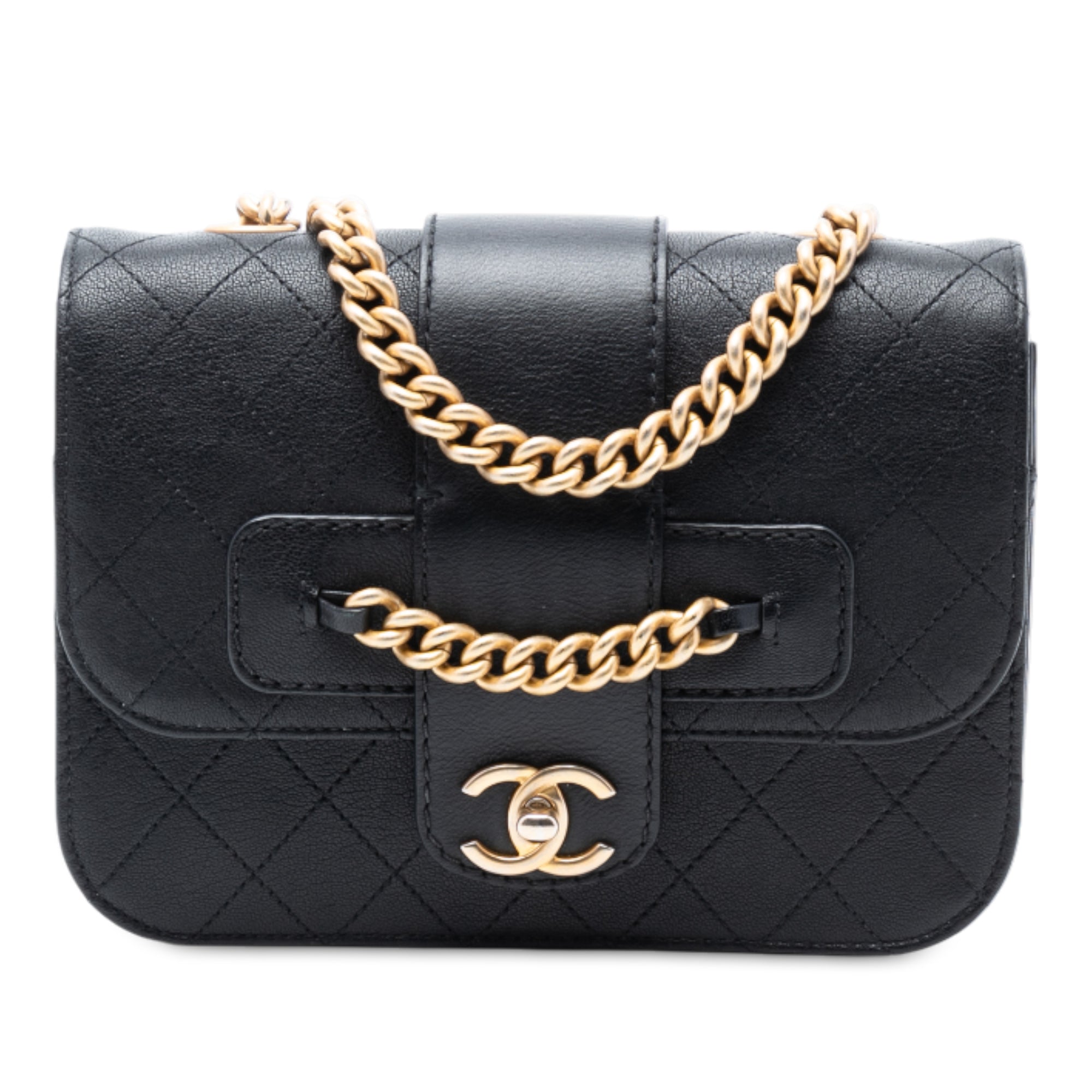 Quilted Calfskin Front Chain Flap