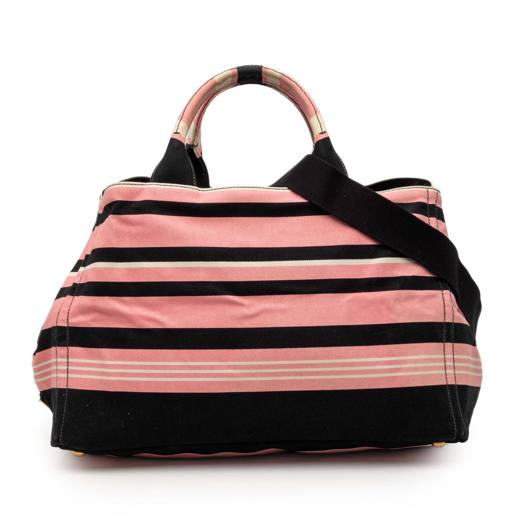 Large Canvas Canapa Righe Striped Satchel