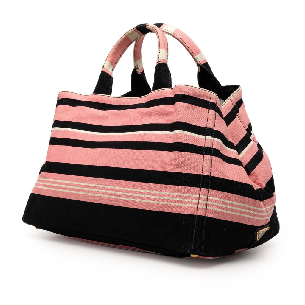 Large Canvas Canapa Righe Striped Satchel