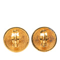 Gold Plated CC Quilted Round Clip On Earrings