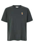 Maison Kitsuné Logo-Embroidered Cotton T-shirt — Charcoal