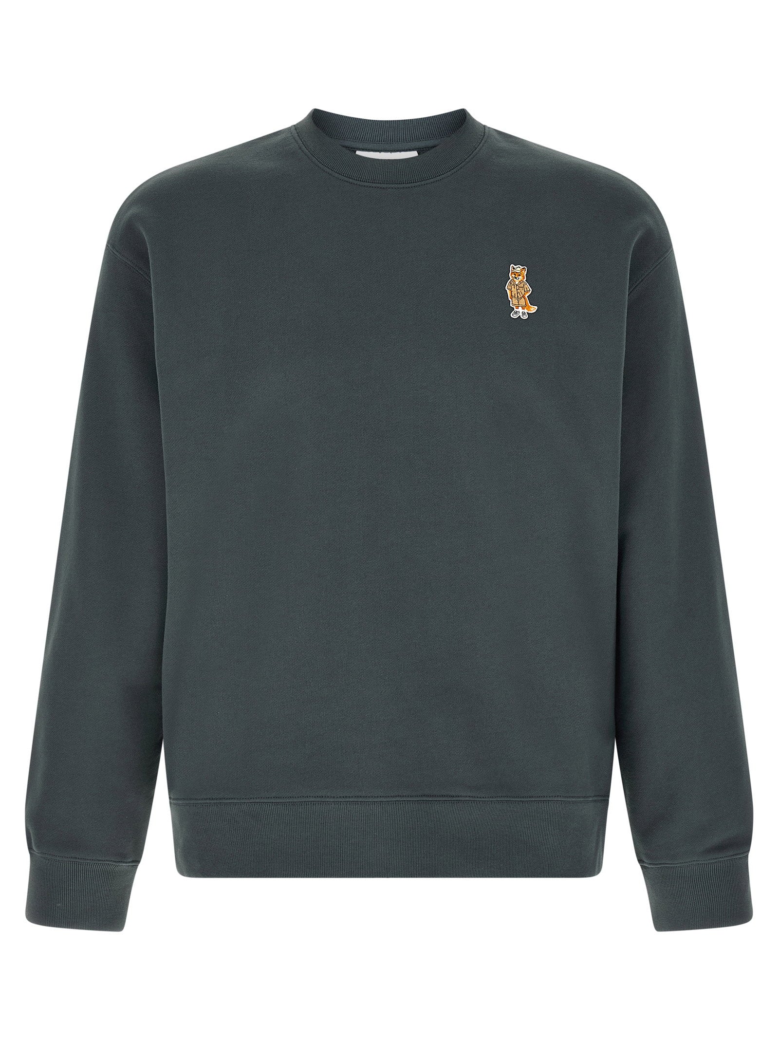 Maison Kitsuné Logo-Embroidered Sweatshirt — Gray
