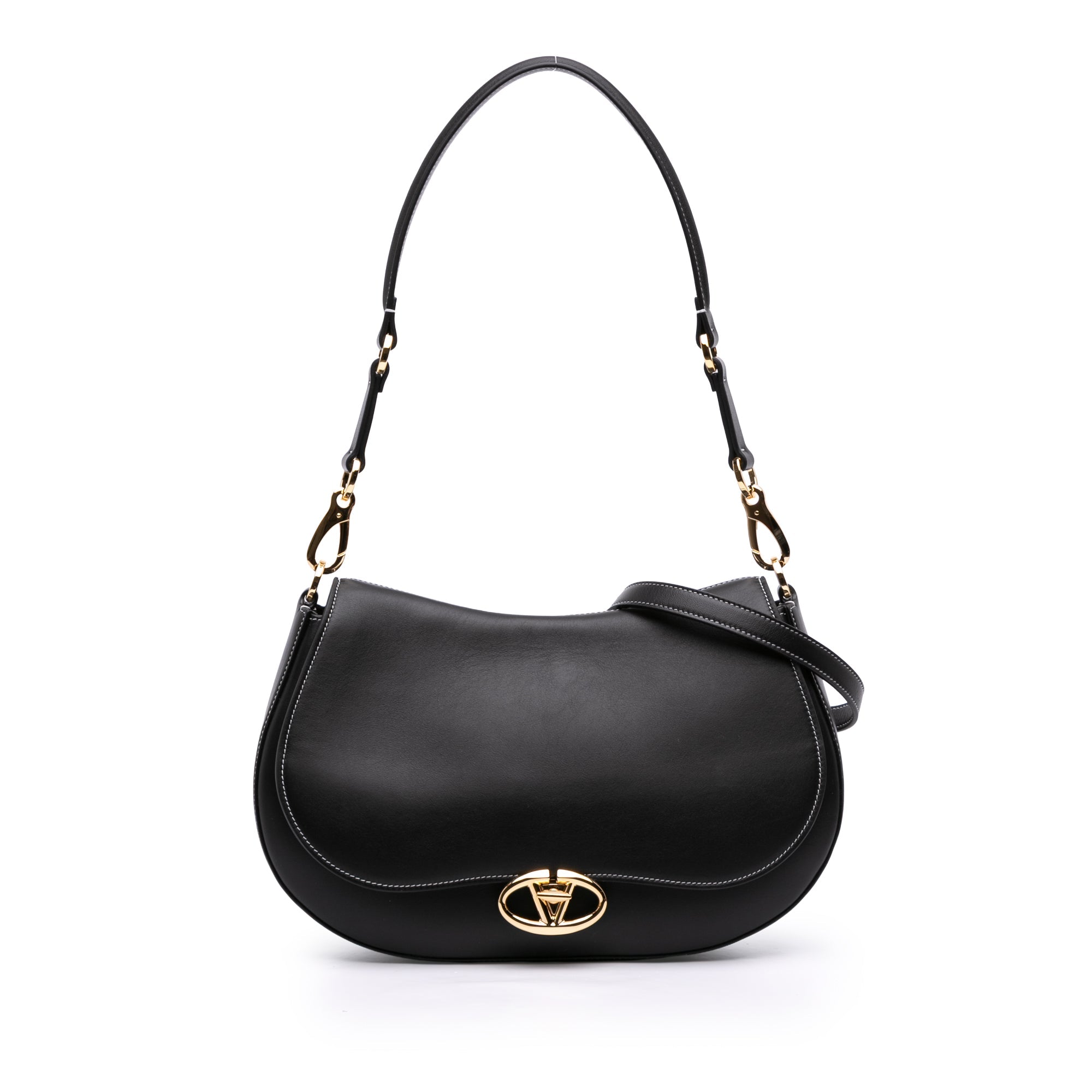 Medium Leather Ohval Flap Bag