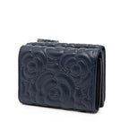 CC Embossed Goatskin Camellia Trifold Compact Wallet