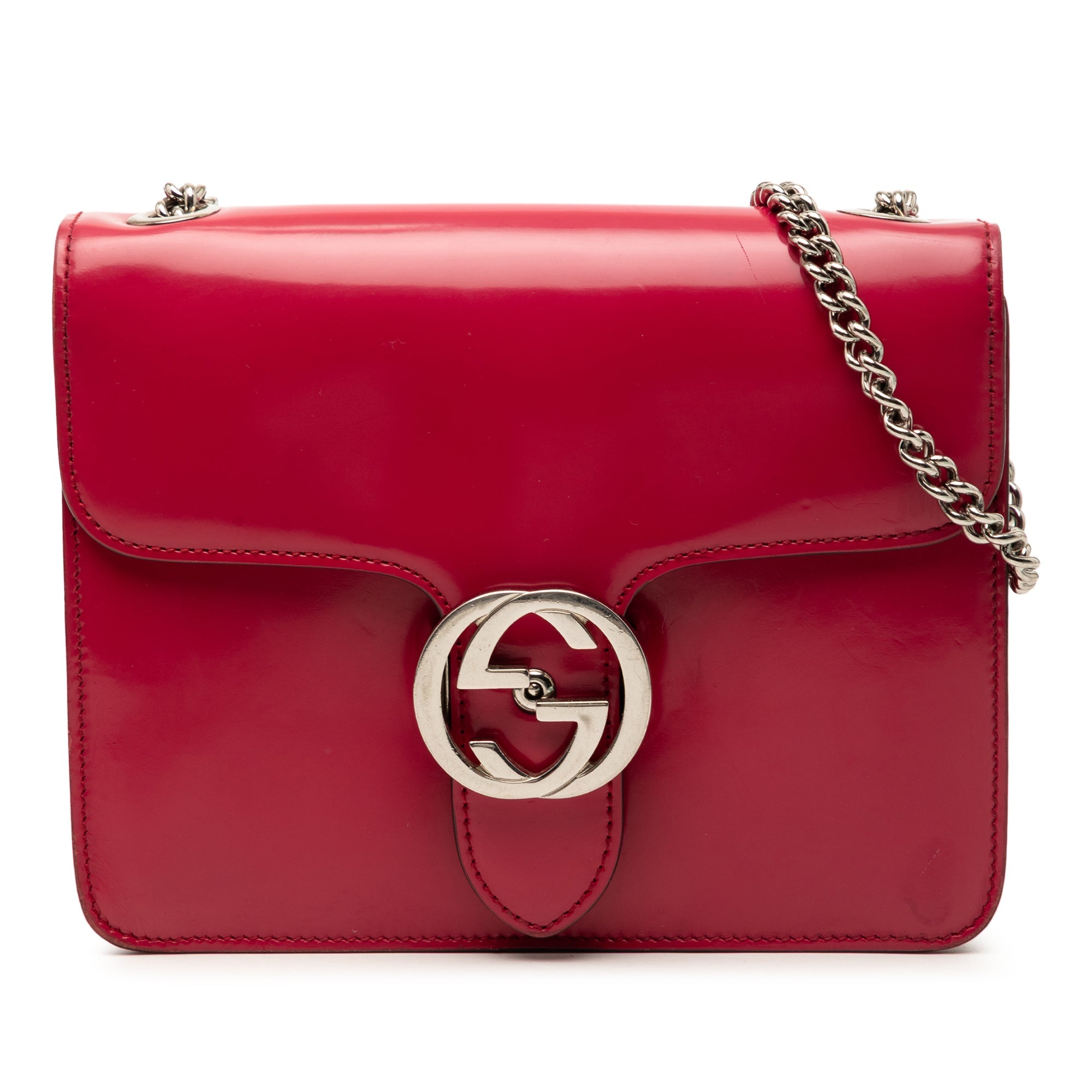 Small Polished Calfskin Interlocking G Dollar Crossbody