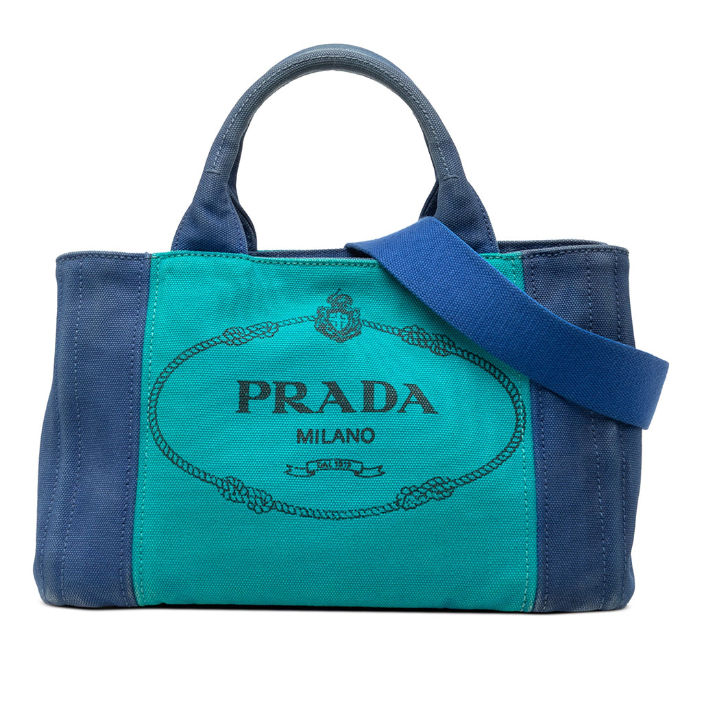 Small Bicolor Canvas Canapa Logo Satchel