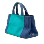 Small Bicolor Canvas Canapa Logo Satchel