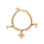 Gold Plated Brass and Strass Love Letters Charm Bracelet
