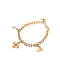 Gold Plated Brass and Strass Love Letters Charm Bracelet