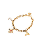 Gold Plated Brass and Strass Love Letters Charm Bracelet