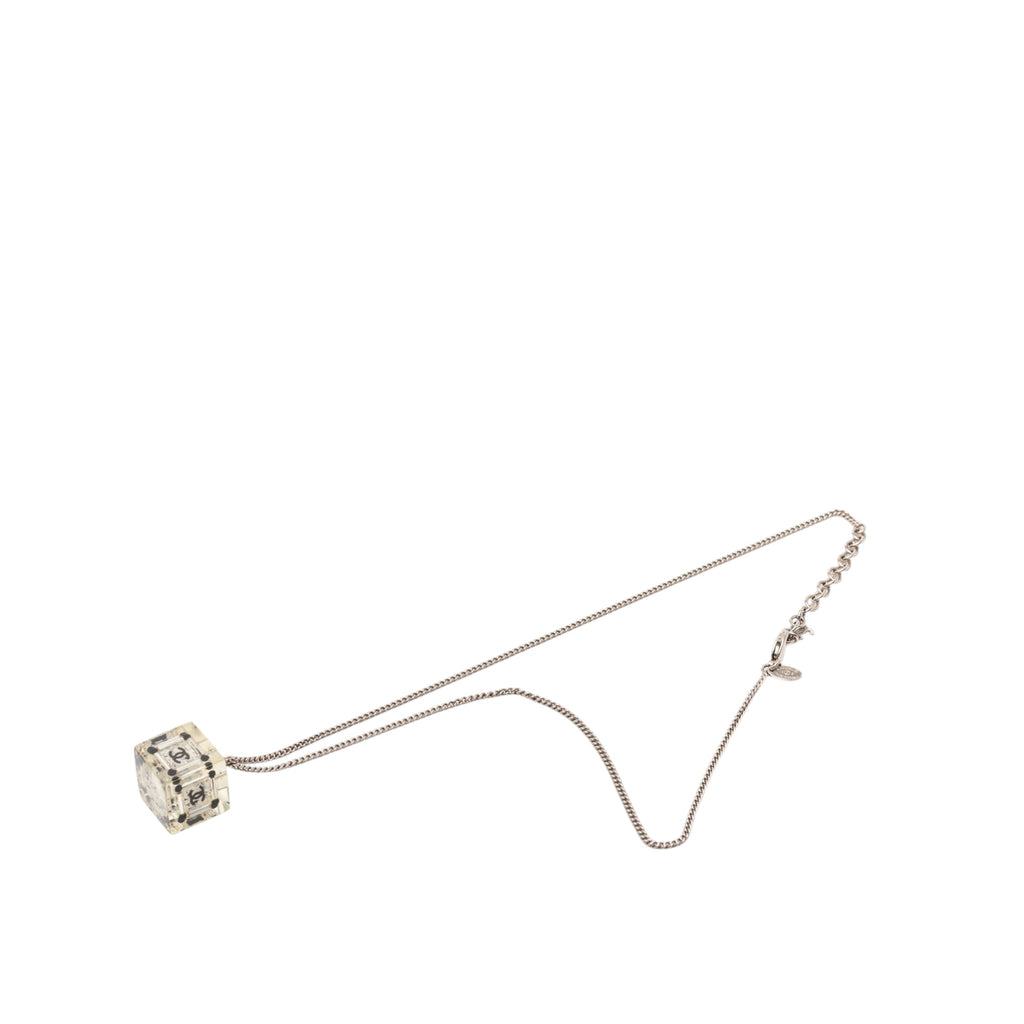 CC Plated Brass Acrylic Cube Pendant Necklace
