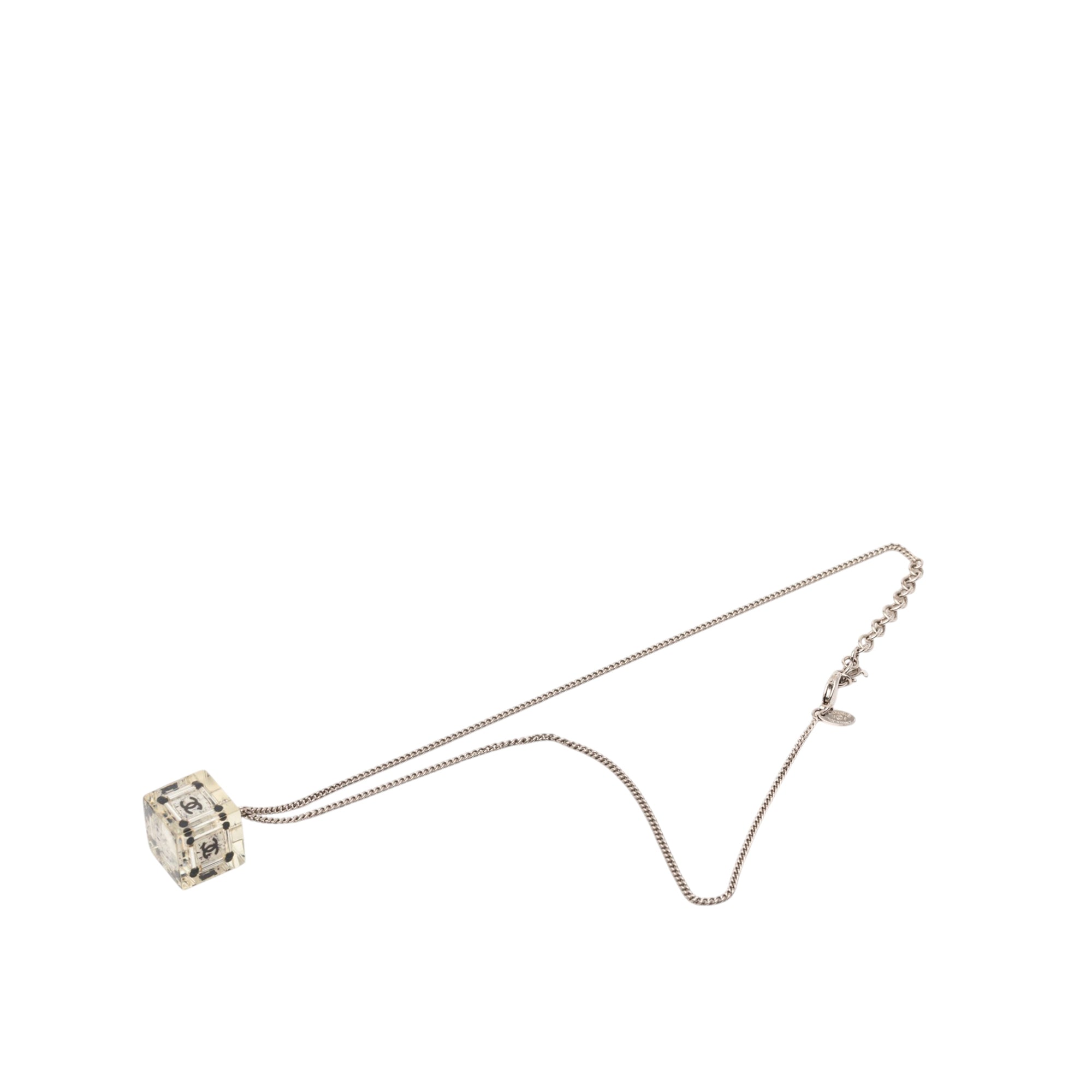 CC Plated Brass Acrylic Cube Pendant Necklace