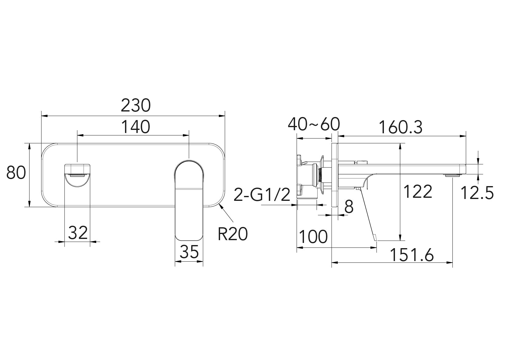 BATHME QU5010B QUADRA Grifo Monomando Empotrado Lavabo Negro Mate
