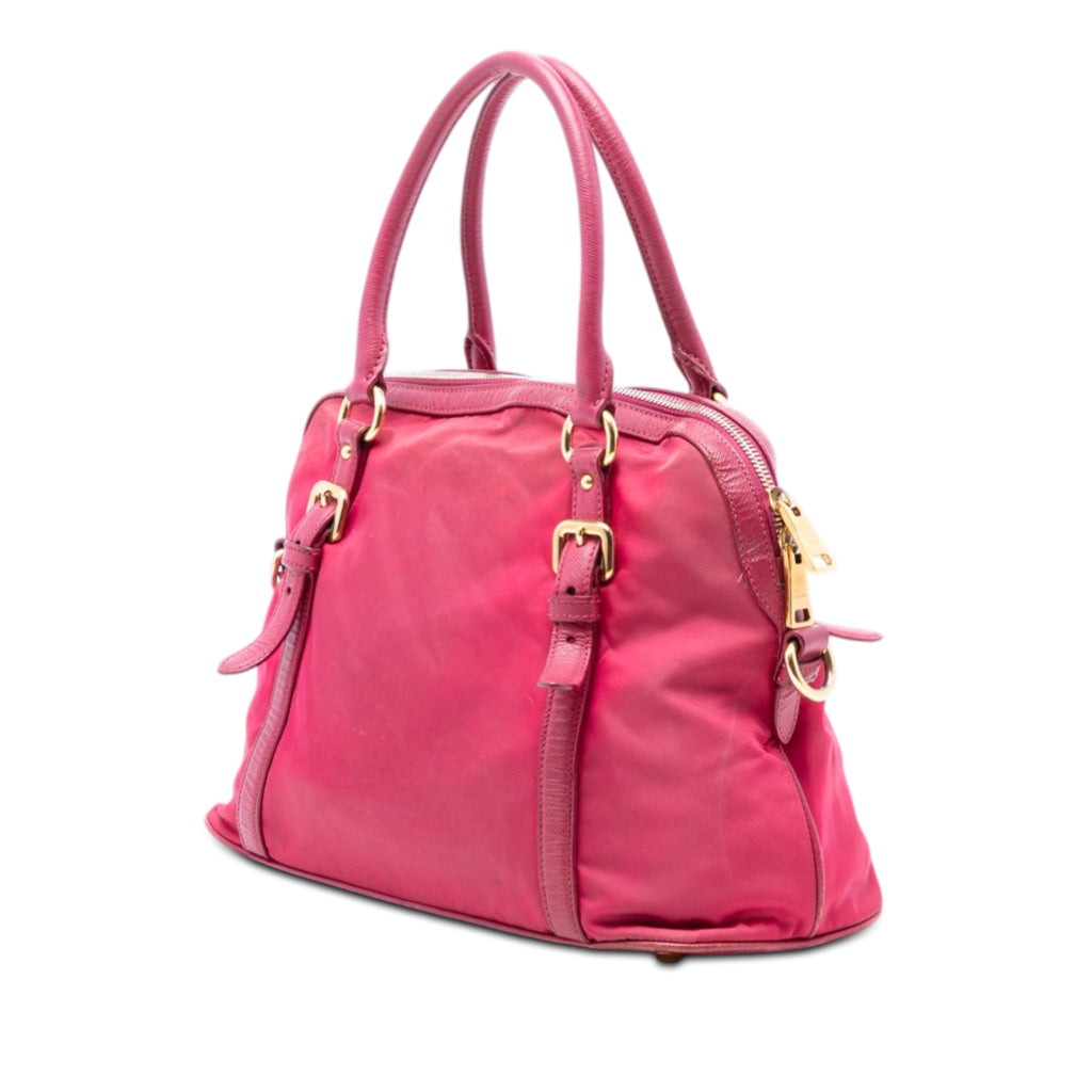 Saffiano Trimmed Tessuto Dome Satchel