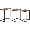 Nesting Side Tables Set of 3 with Steel Frame for Sofa Couch and Bed, Rustic Brown